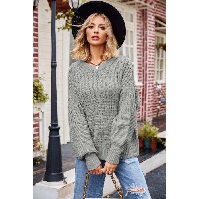 Осенне-зимний женский свитер, модный женский вязаный свитер с круглым вырезом, однотонный свободный пуловер, свитер