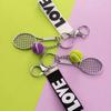 Tennis Racket Tennis Keychain Creative Sports Keyring Letter Tennis Racket Pendant  Gift