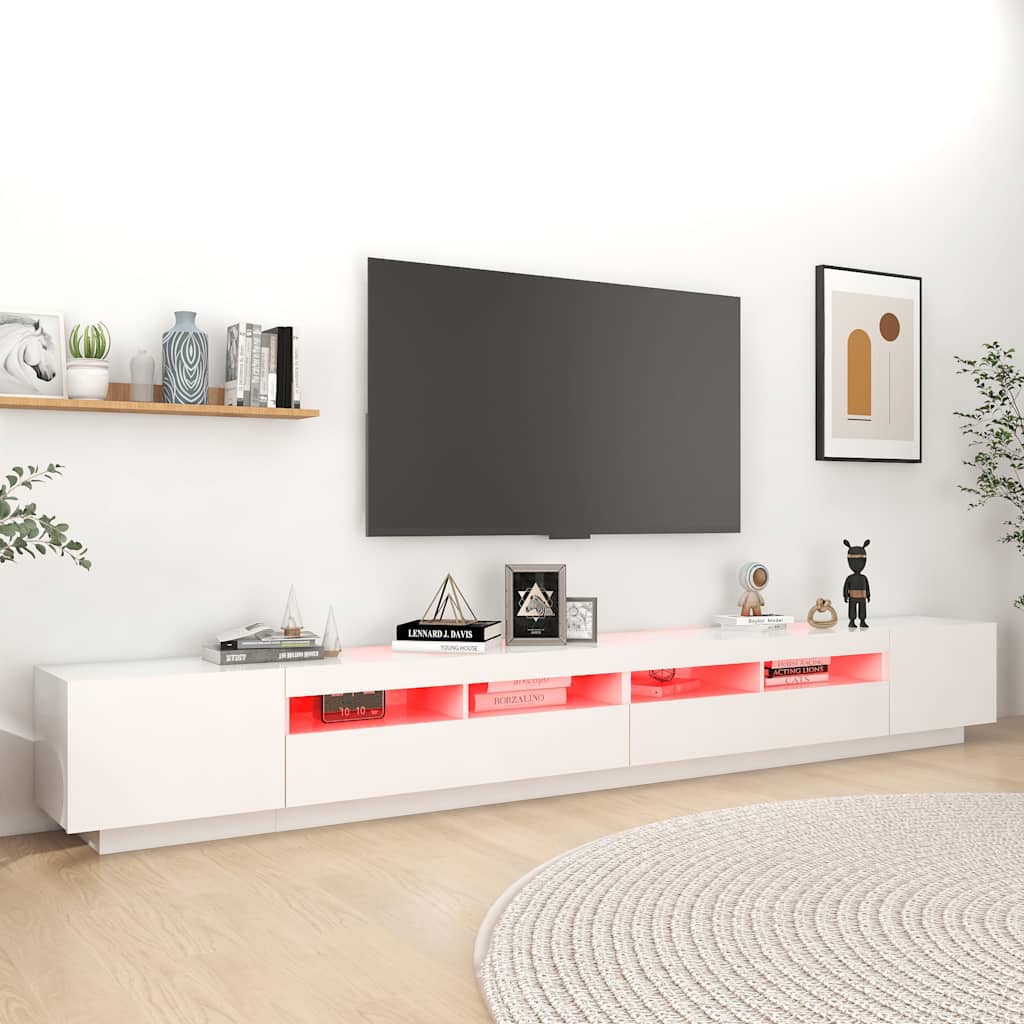 Vidaxl Szafka Pod Tv Z Oświetleniem Led, Biała, 300X35X40 Cm