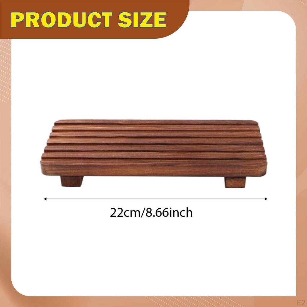 Wood Pedestal Soap Stand Bathroom Tray Counter Rustic Riser Dish Holder for Jewelry Plant