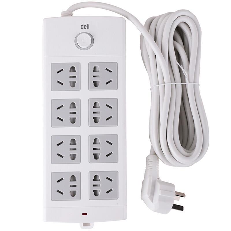Deli 18212 8-Outlet Power Strip with Overload Protection, 5M (2-Pack) CN plug (adapter included)