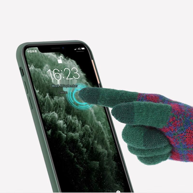 Xihong Winter Knitted Plaid Gloves