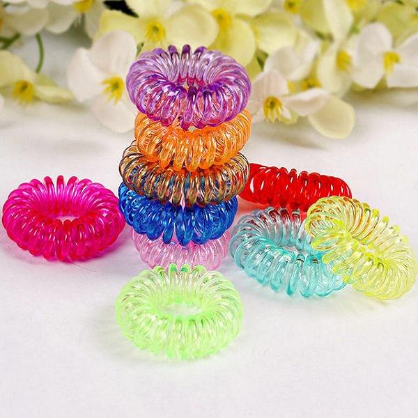 10pcs Hair Ring Rope Ponytail Holder Elastic Candy Telephone Line Hair Bands