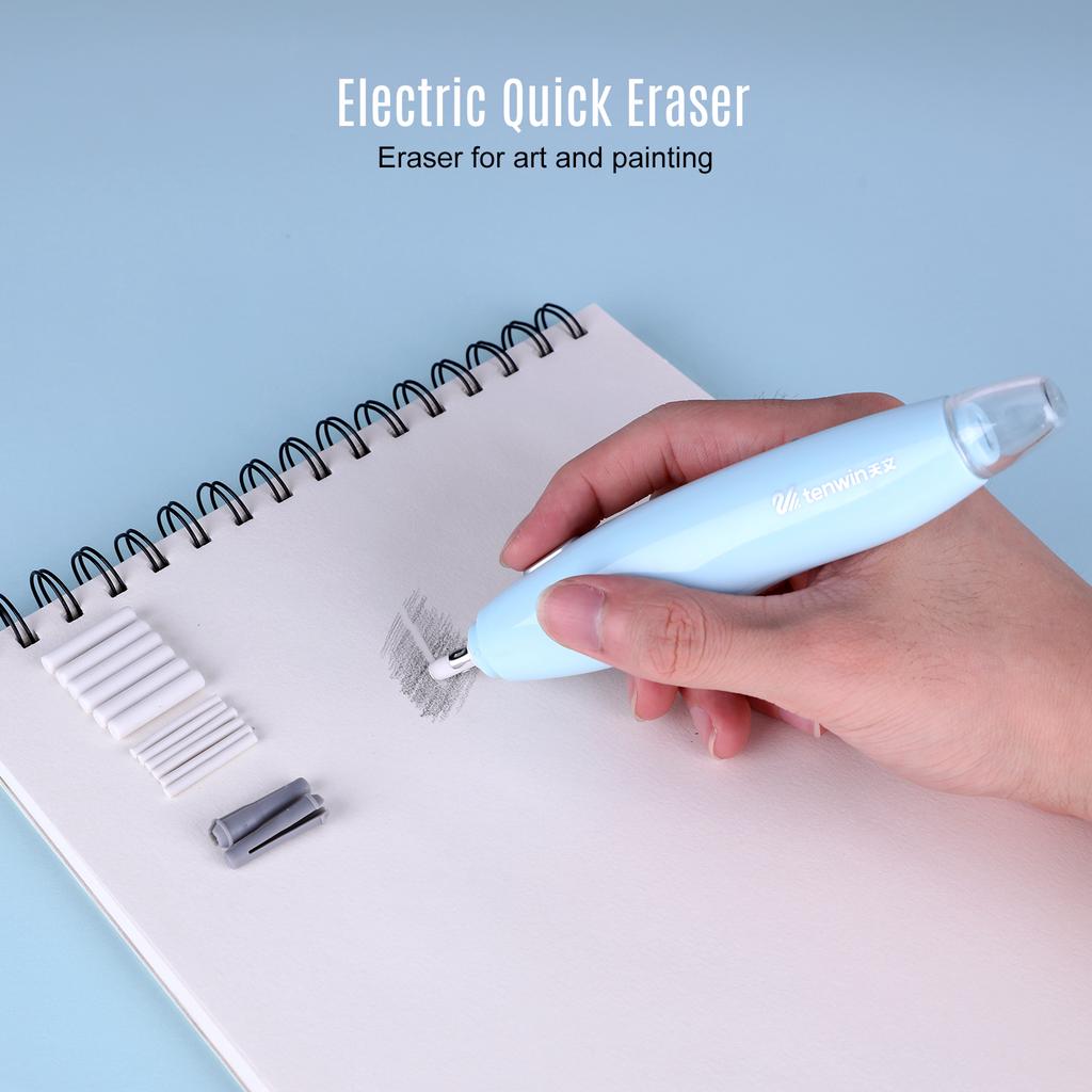 Набор электрических ластиков Tenwin с 16 стержнями для ластиков. Перезаряжаемый ластик для карандашей. Управление одной кнопкой.