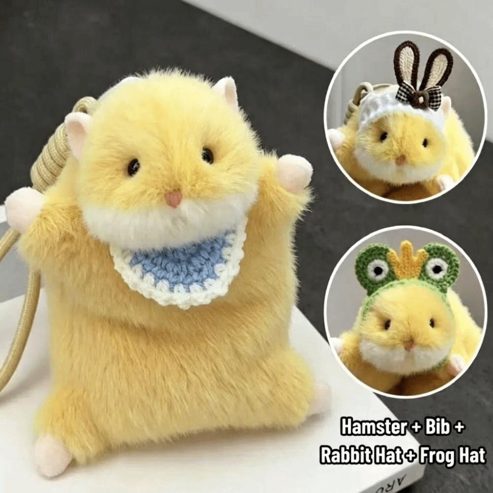 Cute Plush Hamster Plush Keychain Stress Relief Design Soft Hamster Bag Charm Durable Animal Stuffed Toy Gift