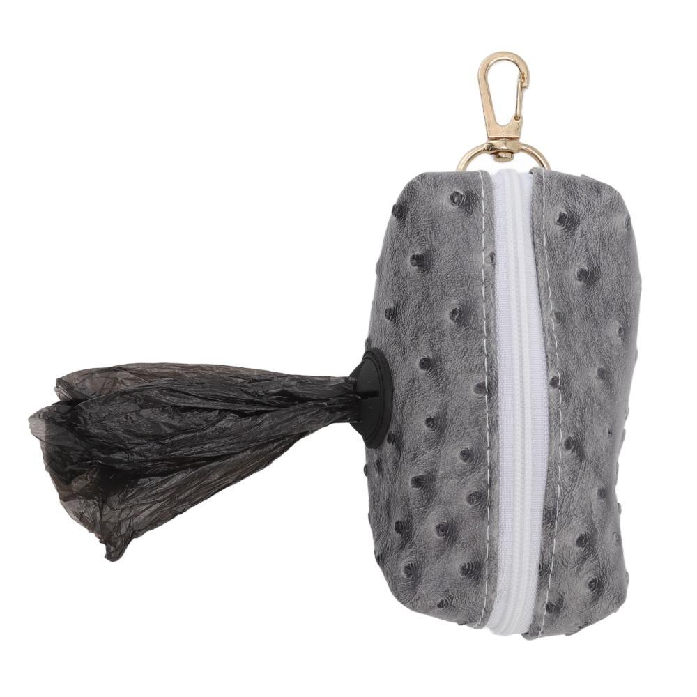 Clip On Mount Dog Poop Bag Dispenser Ostrich Grain Surface Pet Waste Storage Pack Road Side Walk