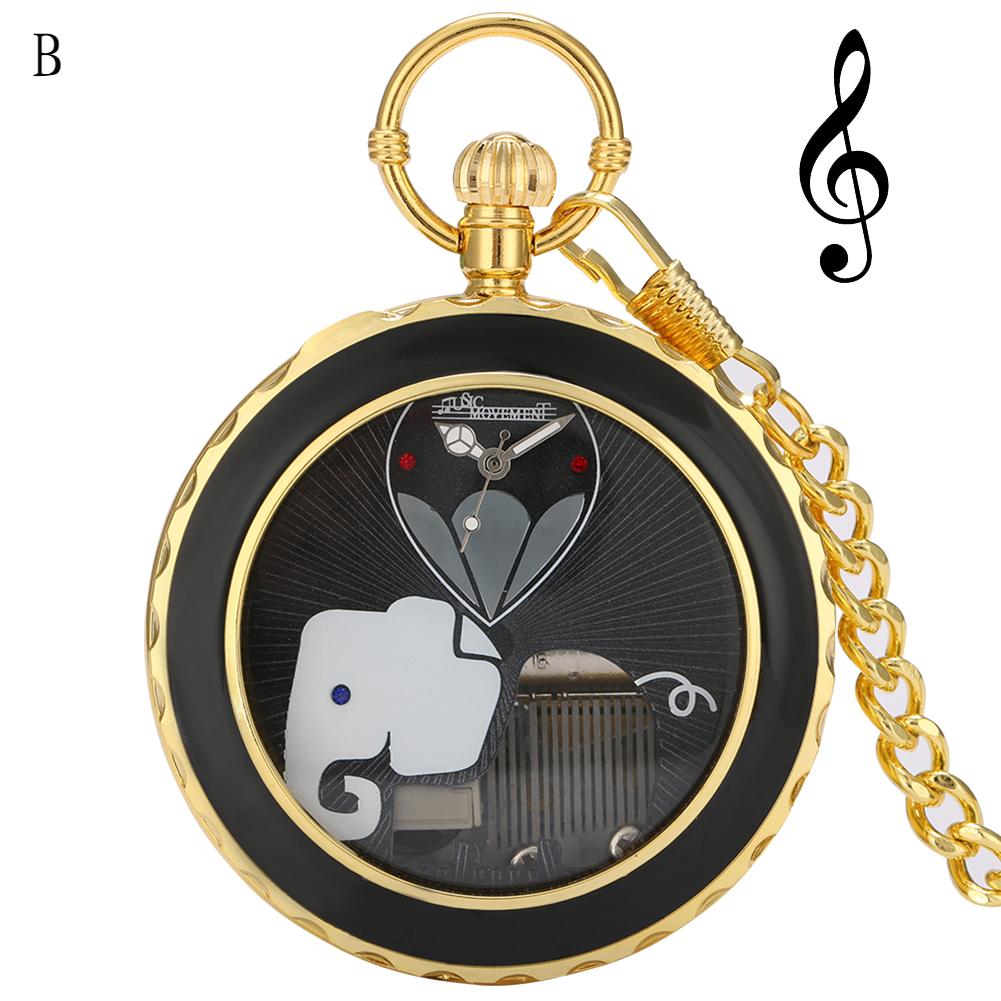 Transparent Glass Musical Pocket Watch Swan Lake Melody Music Watch Antique Pendant Pocket Timepiece Vintage Quartz Watches Gift