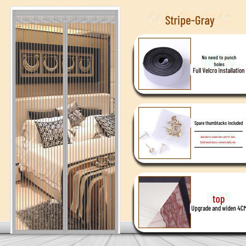 Магнитная полиэстеровая полосатая противомоскитная штора для двери для летней вентиляции