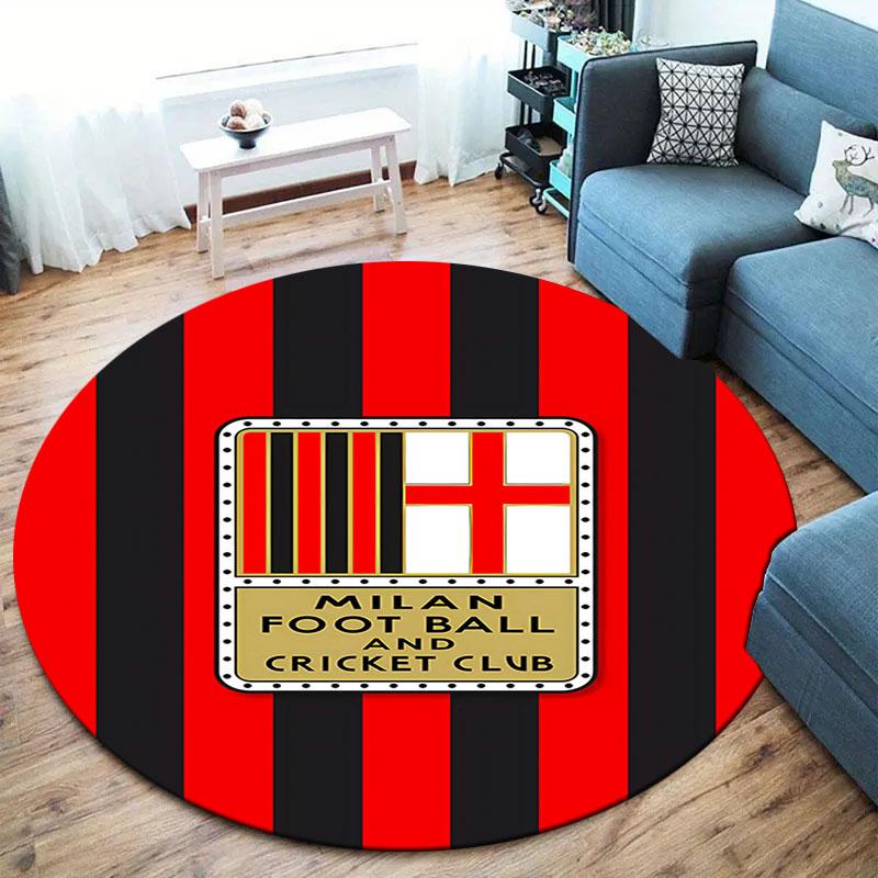 AC Milan Round Area Rug,Carpet Rug for Living Room Bedroom Sofa Playroom Decor,Non-slip Floor Mat