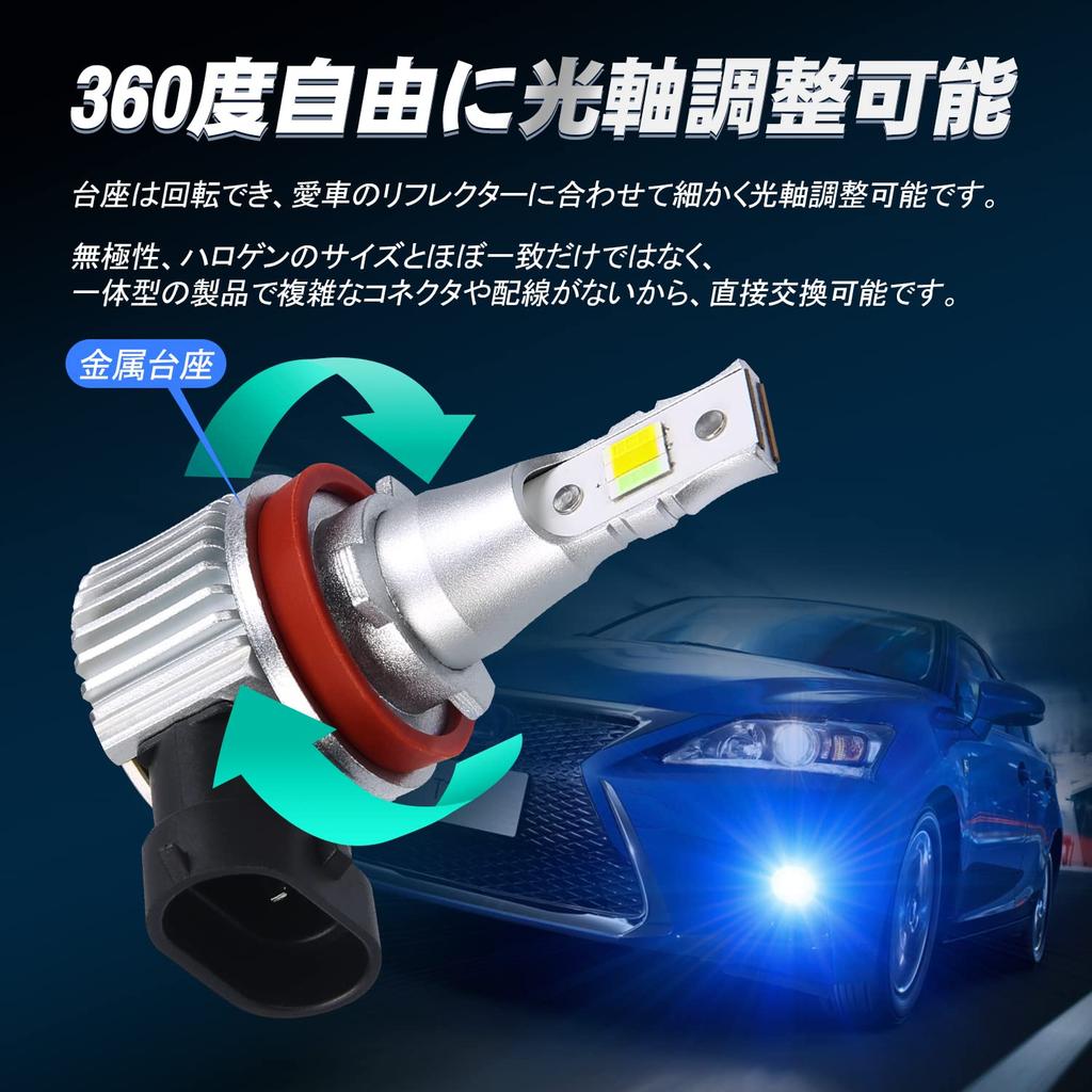 Fog Lamp H8 LED 3 Color Switching H9 H11 H16 Compatible LED Fog Light Yellow Blue Default White DC12V Car 20W 6000LM Ultra High Brightness CSP Chip