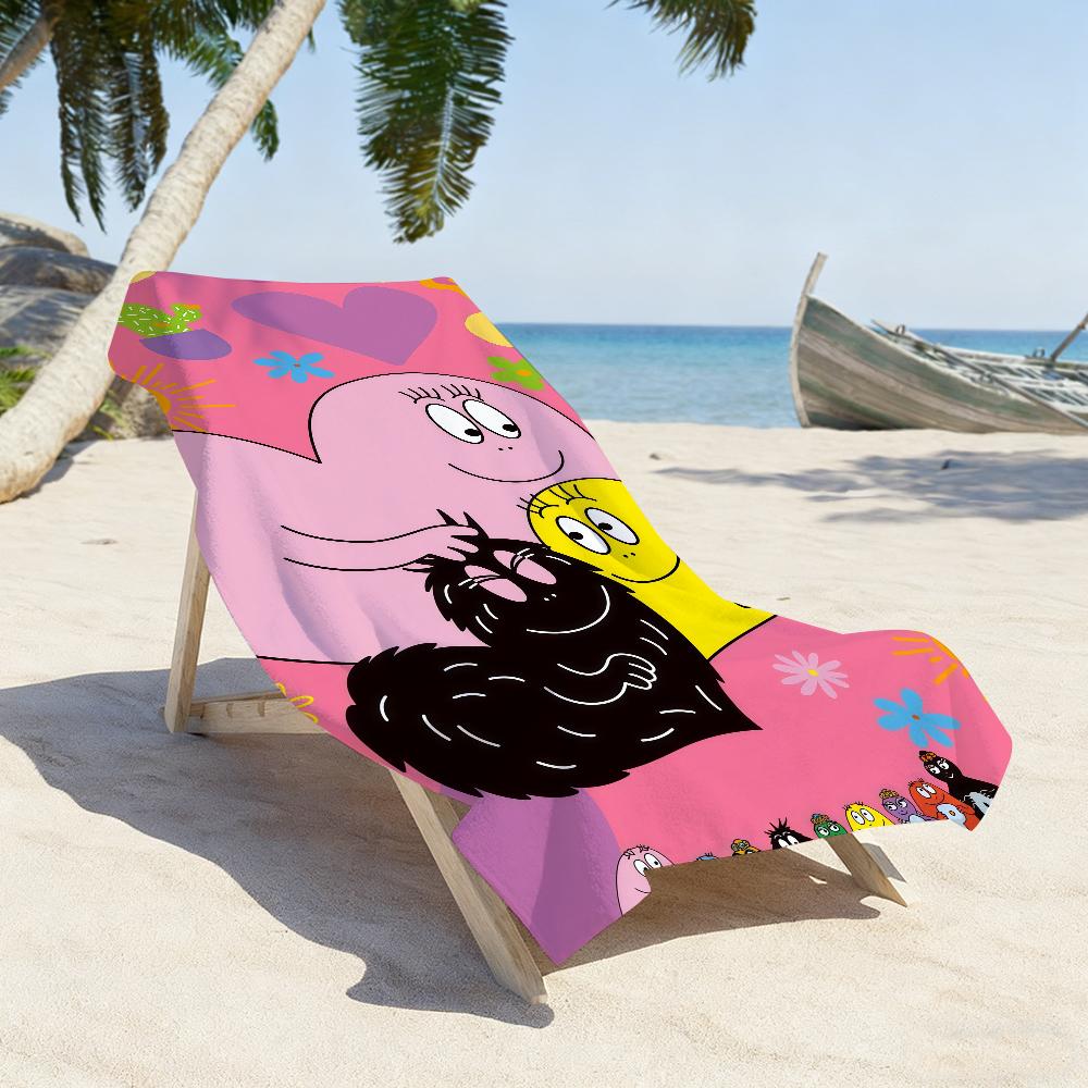 Мультяшное полотенце B-Barbapapa-S Спортивное Быстросохнущее Туристическое Снаряжение для Кемпинга Песозащитное Мягкое Легкое Большое Пляжное Полотенце