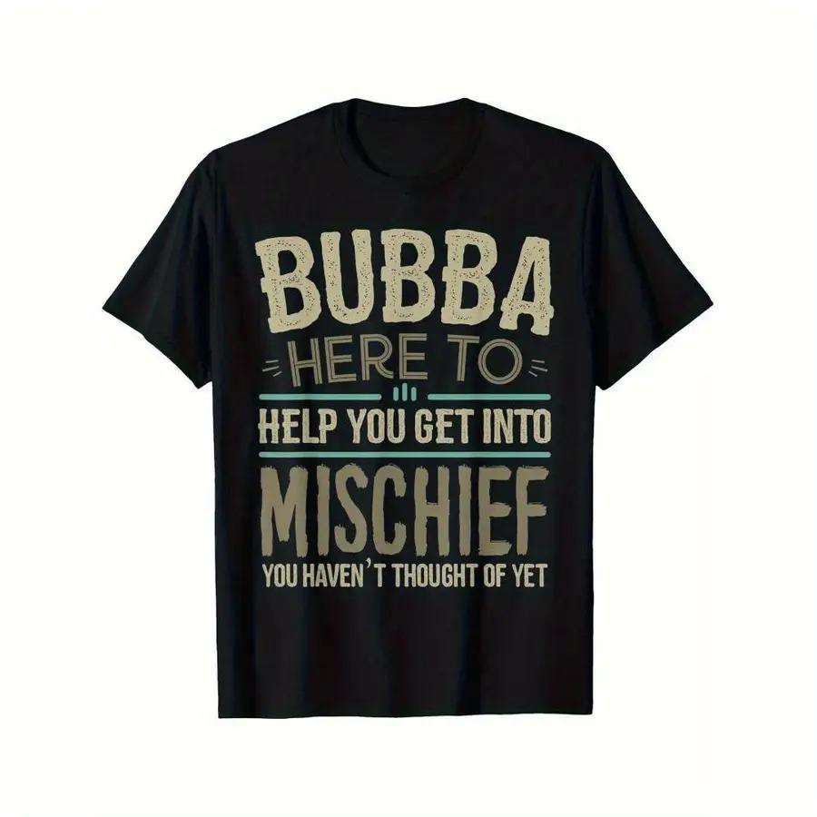 Мужские футболки Bubba от внуков для мужчин День отца Футболка Bubba Повседневная с круглым вырезом с коротким рукавом Дышащий хлопок F...