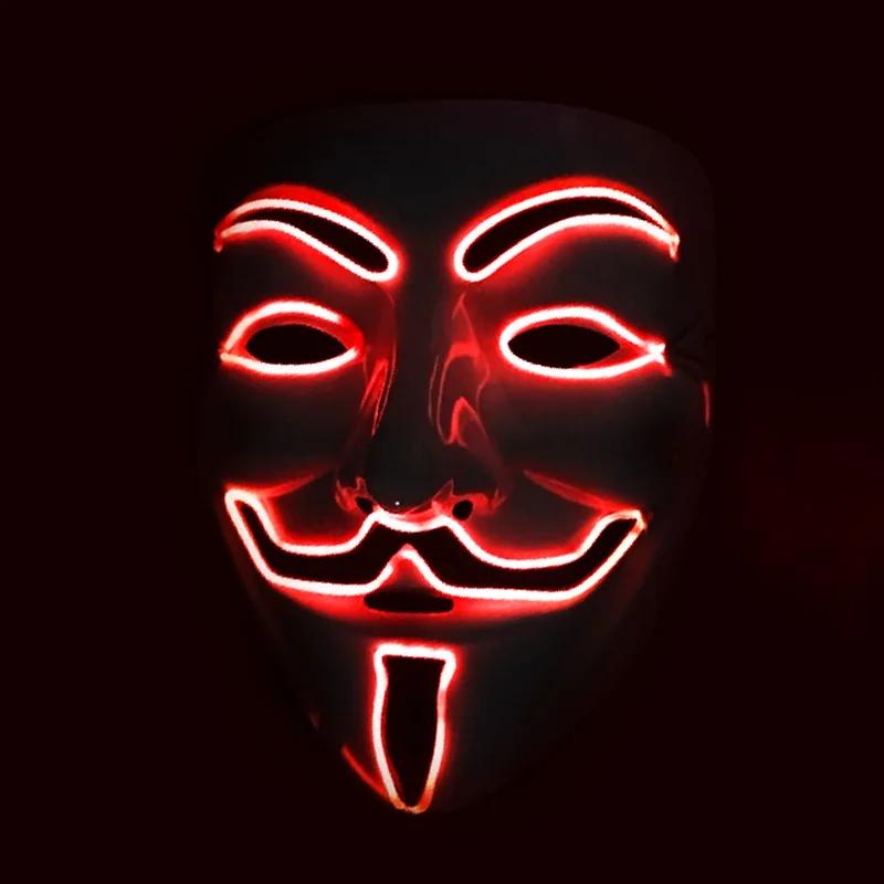Practical Classic Led Hacker Mask V Vendetta M ask Adults Luminous Led Light Up Mas k For Party Costume Accessories Props Hallow