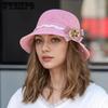 Элегантные цветочные банты, украшенные солнцезащитные шляпы, дышащие складные кепки с вырезом, модные весенне-летние универсальные повседневные пляжные рыболовные шляпы