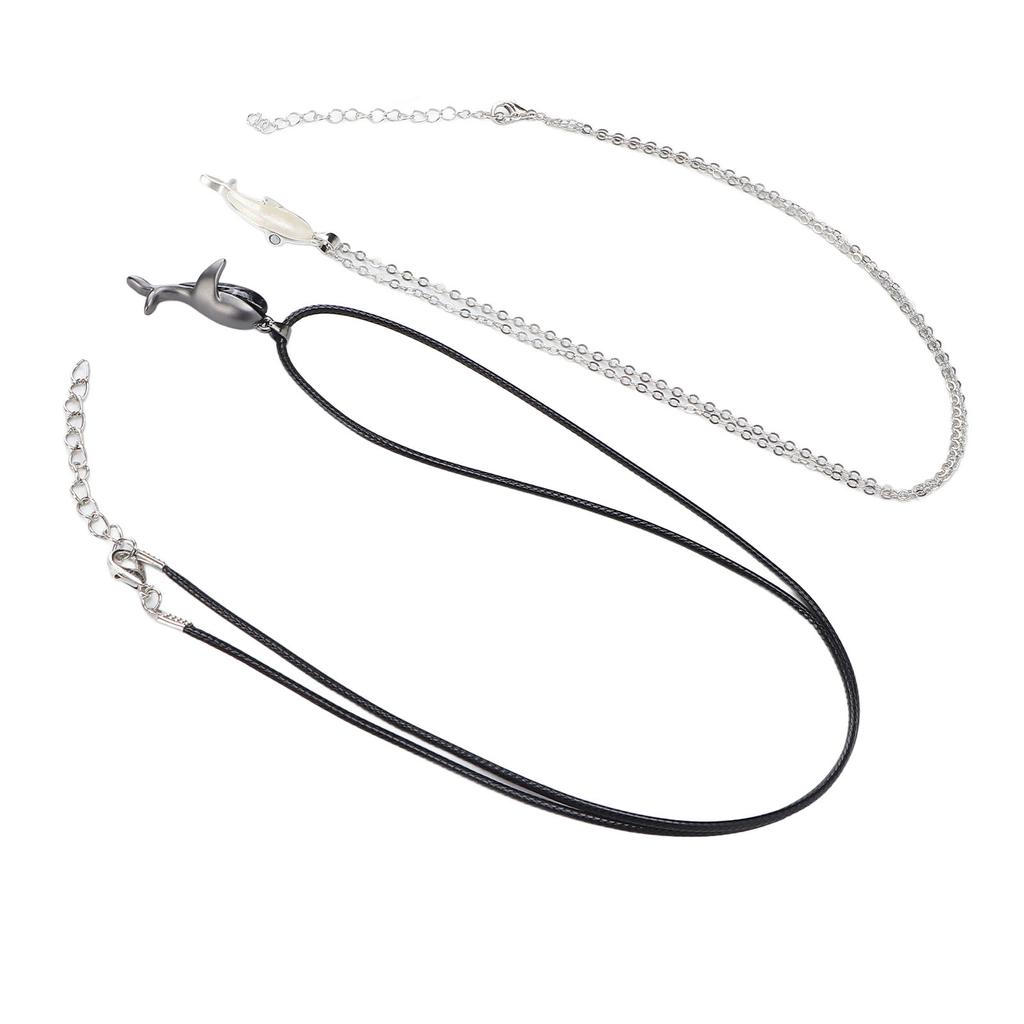 2pcs Couple Necklace Alloy Exquisite Cute Whale Shaped Pendant Magnet Necklace Jewelry Accessory Gift