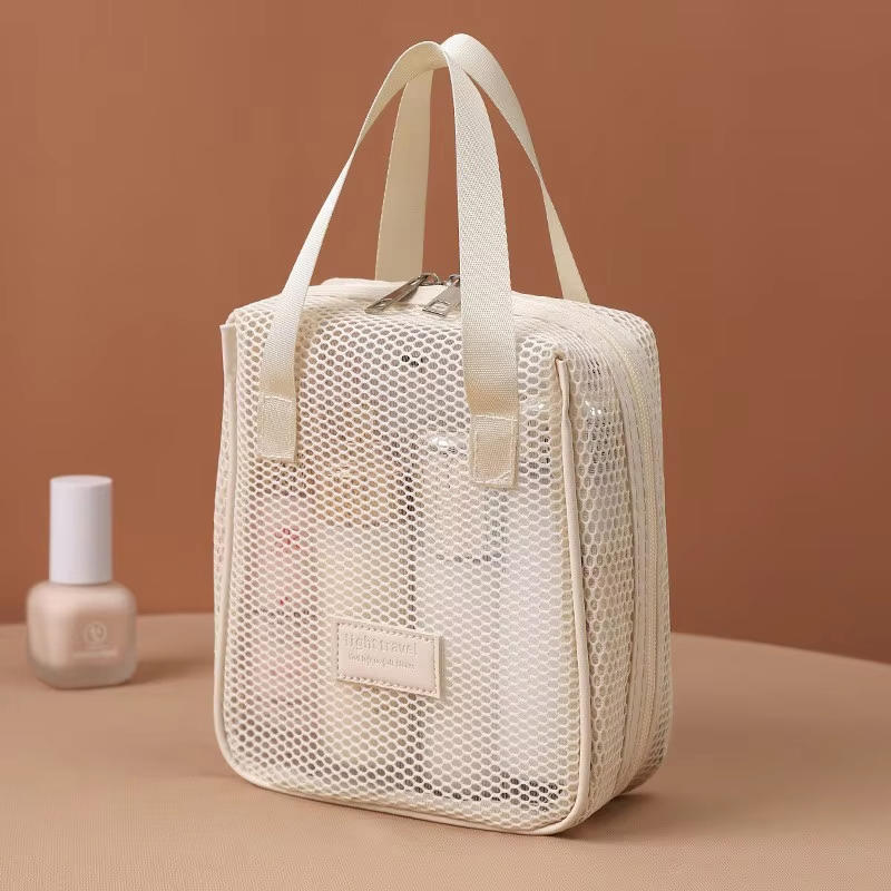 Модная повседневная сетчатая косметичка большой вместимости, ручная, многофункциональная, с отделениями, дорожная сумка для туалетных принадлежностей и хранения