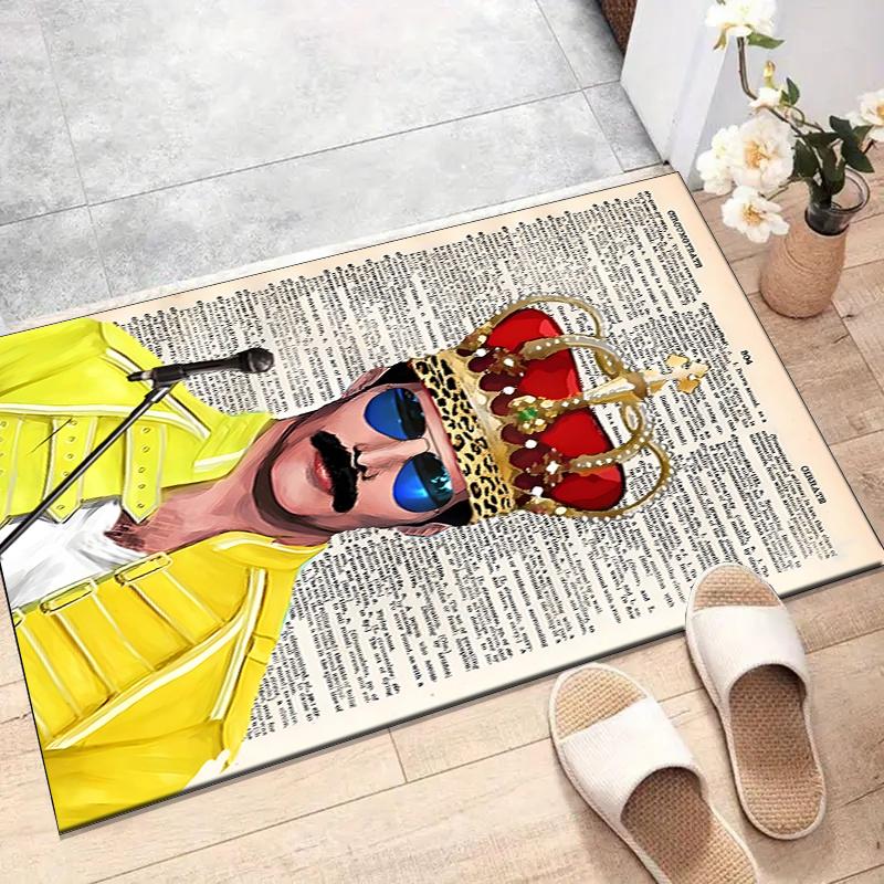 Queen Freddie Mercury Polyester Carpet, Soft Indoor Mat for Office Chair, Living Room, Computer Desk - Decorative Home Office Rug Design