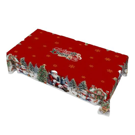 Рождественская скатерть Зимний снеговик Дизайн рождественской елки Венка Прямоугольные скатерти Моющаяся ткань