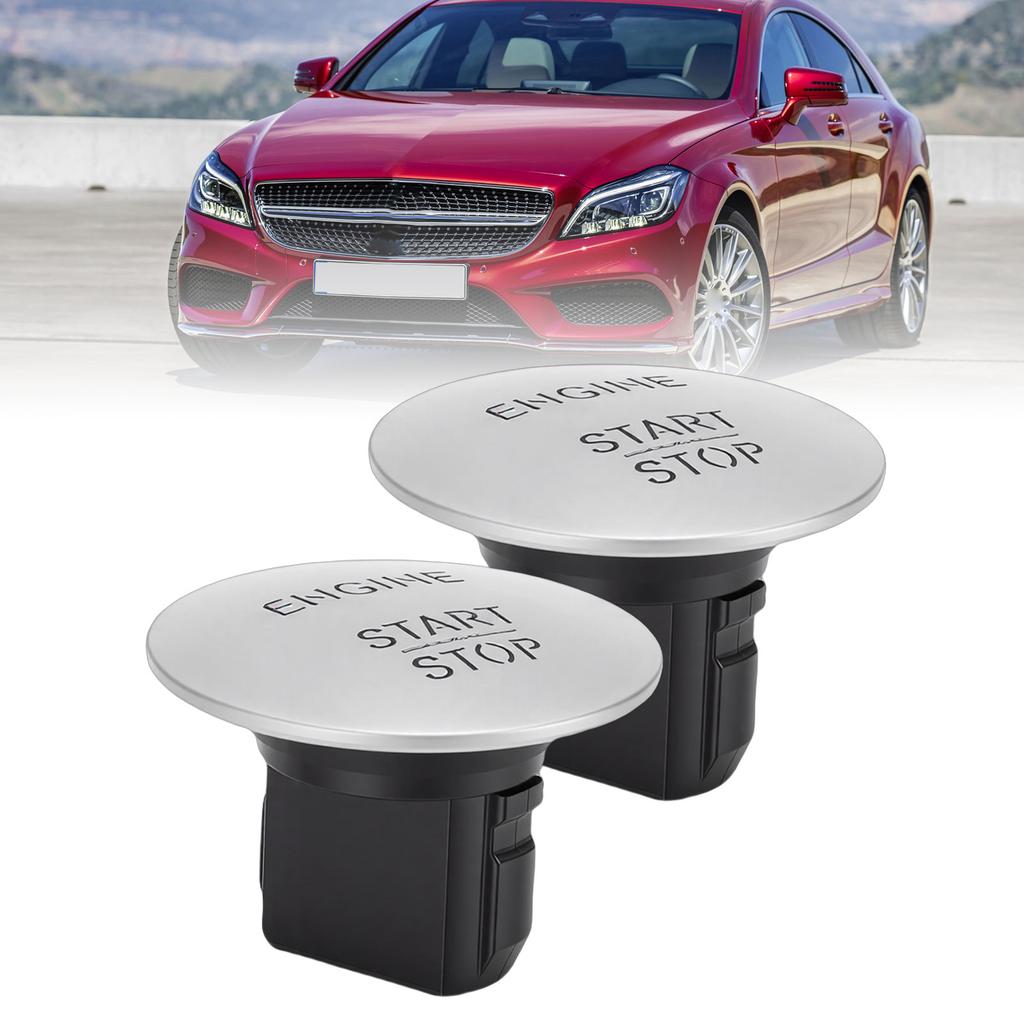 2 шт. Кнопка запуска двигателя, серебристый цвет, сменная кнопка Start Stop Keyless Go с легкой установкой, для детали автомобиля с номером 2215450714