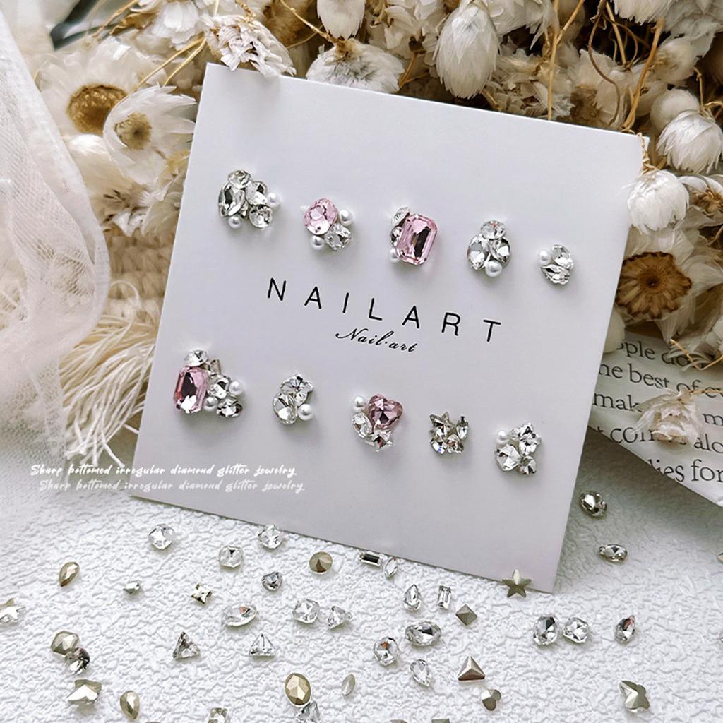 50 шт. Мини-стразы для ногтей с заостренным дном и кристаллами, украшения для ногтей, хрустальные стеклянные камни, маникюрные стразы для ногтей