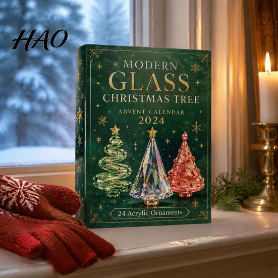 Collectible Miniature Figures Christmas Tree Advent Calendar, Contain 24 Surprise Ornaments Blind Box, Box Toys for Girls And Boys Plastic Festive