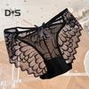 Women's Lace Thongs Low Waist See Through Panties with Bow Sexy Lace Mesh Briefs Ultra-Thin Breathable Bikini Underwear