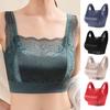 Women Fashion Breathable Wide Shoulder Straps V-shaped Beauty Back Anti Sagging Padded Sports Bra Lace Sweet Stitching Push Up Seamless Wireless Bra