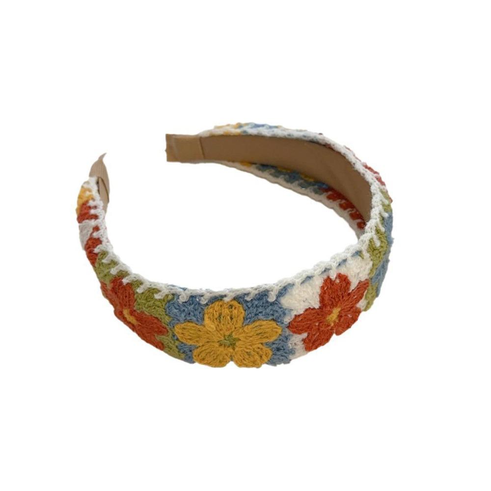 Повязка на голову с вышивкой в стиле бохо, яркая, с широким краем, повязка на голову на каждый день