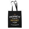 Tote bag - PLANETEE - Noir « Propriété du meilleur Papounet » - Coton - Anses solides - Imprimé en France