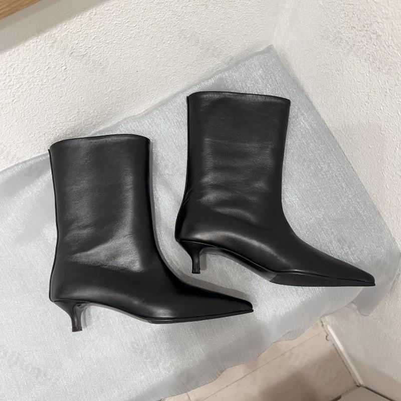 Women's Ankle Boots 2026 Autumn Pointed Toe Women High Boots Fashion Sexy Low Heels Elegant Pu Leather Short Boots Mujer Botas