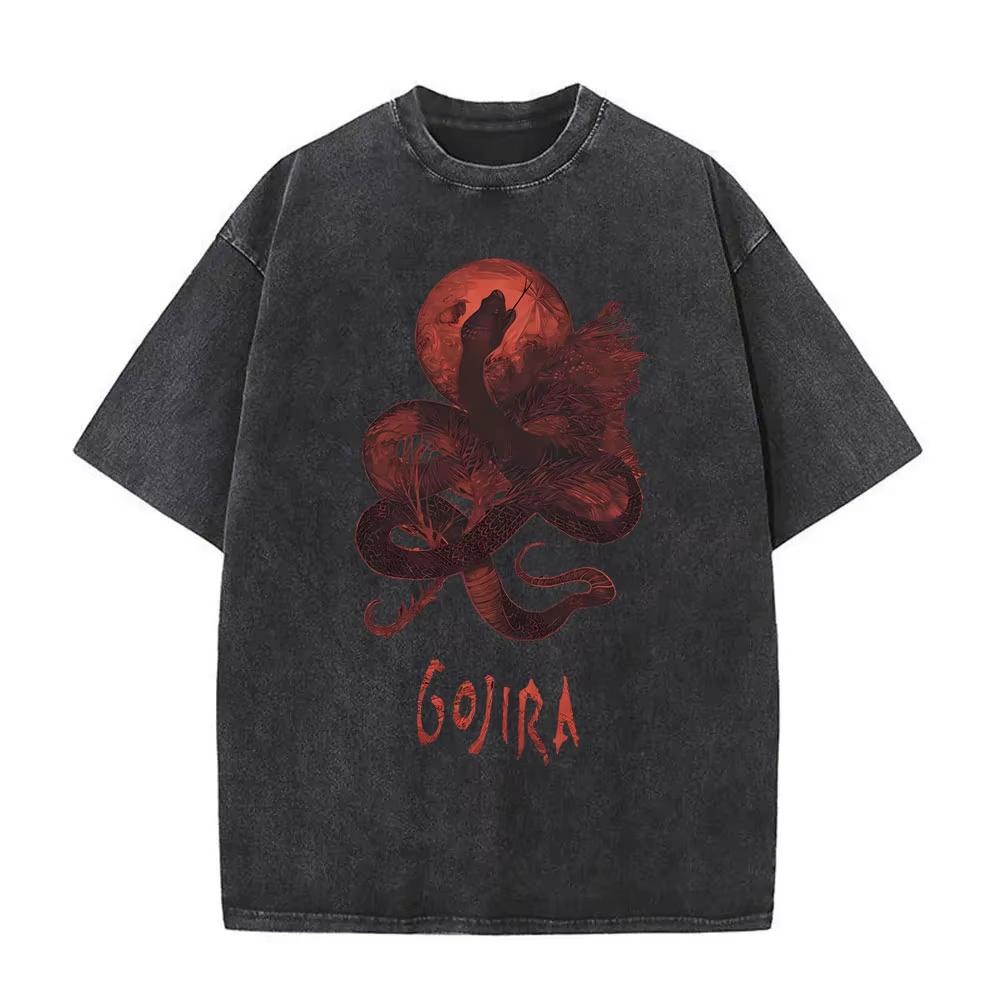 Летняя мода 2026 Модная футболка Стираная Винтажная Метал-группа Gojira Футболка От Марса до Сириуса Летающие киты Змея Графические футболки