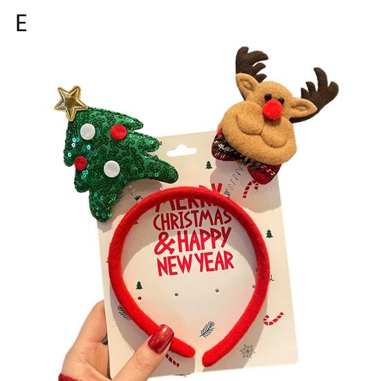 Рождественская повязка на голову с блестящими пайетками, бант для ушей, декор Санта-Клауса, эластичная весенняя противоскользящая повязка, обычная посадка, узкая полоса, реквизит для новогодней вечеринки, аксессуары для волос