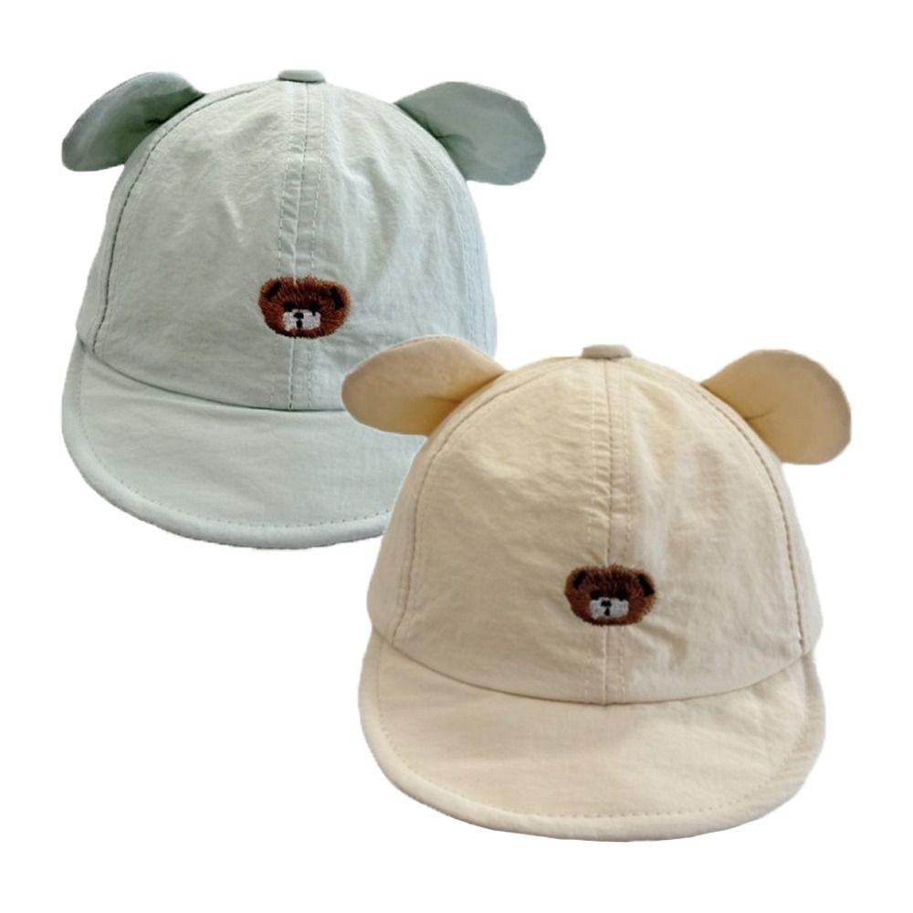 Little Bear Embroidery Kids Sun Hat Quick Drying Cartoon Bear Hat Duck Tongue Cap For Girls Boys