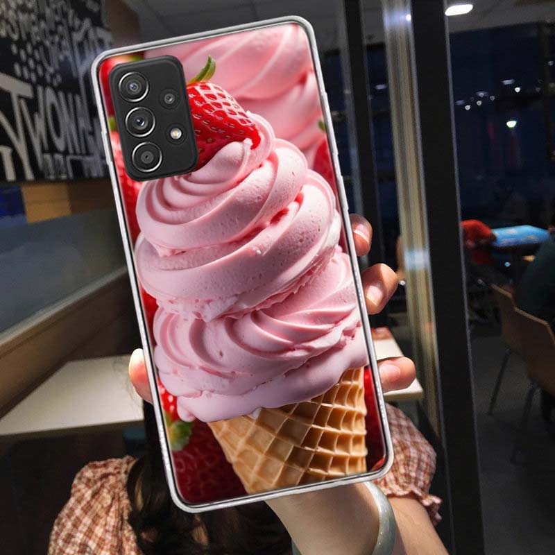 Яркий чехол для телефона с мороженым и эскимо для Samsung A54 A57 A37 A17 A14 A15 A12 A24 A34 A55 A35 A25 A52S A07 A05S A04S A22 A