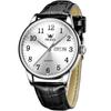 OLEVS Black Stylish Quartz Watch Analog Waterproof Watch Popular Watch Leather Belt Business Clock Day of the Week Date Easy To Read Present White