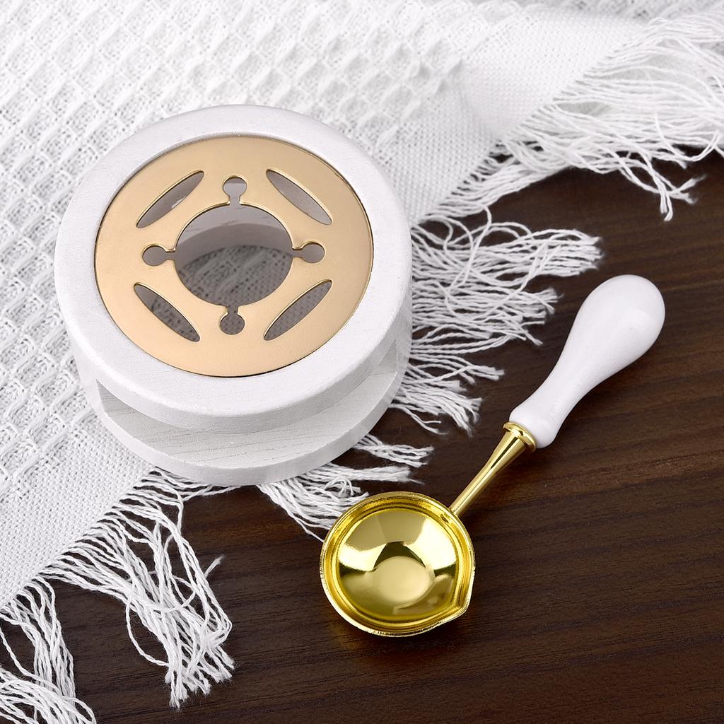 2/3Pcs Set Retro Sealing Wax Furnace Stove Pot Wood Handle Sealing Wax Spoon Wax Sealing Decorative For Candle Stamp Wax Stamp