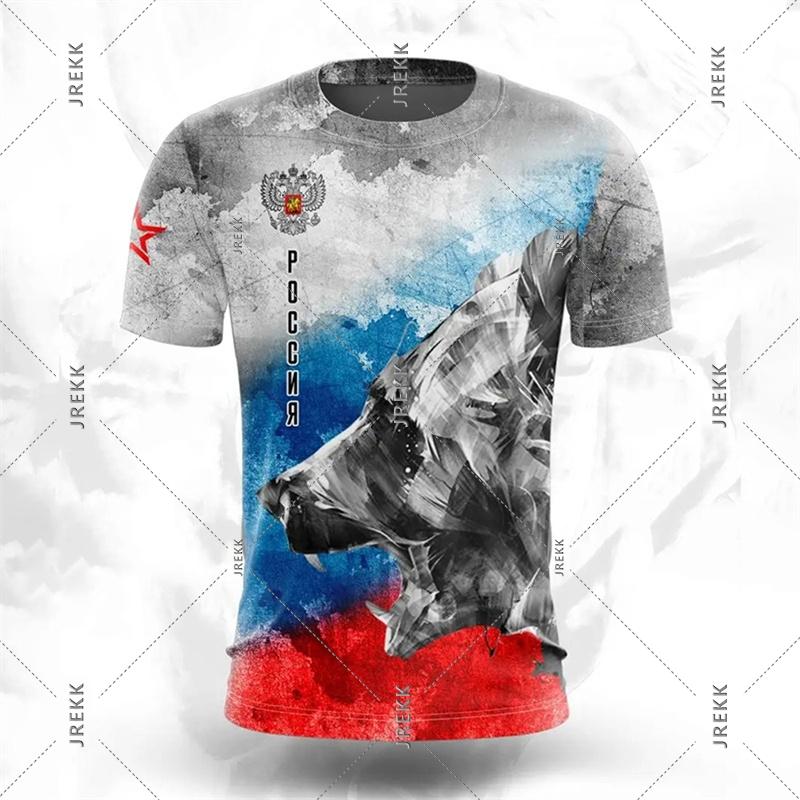 Модная футболка с российским флагом для мужчин, российская одежда, круглый вырез, 3D-принт, футболки 2025, летняя, классическая, модная, спортивная футболка