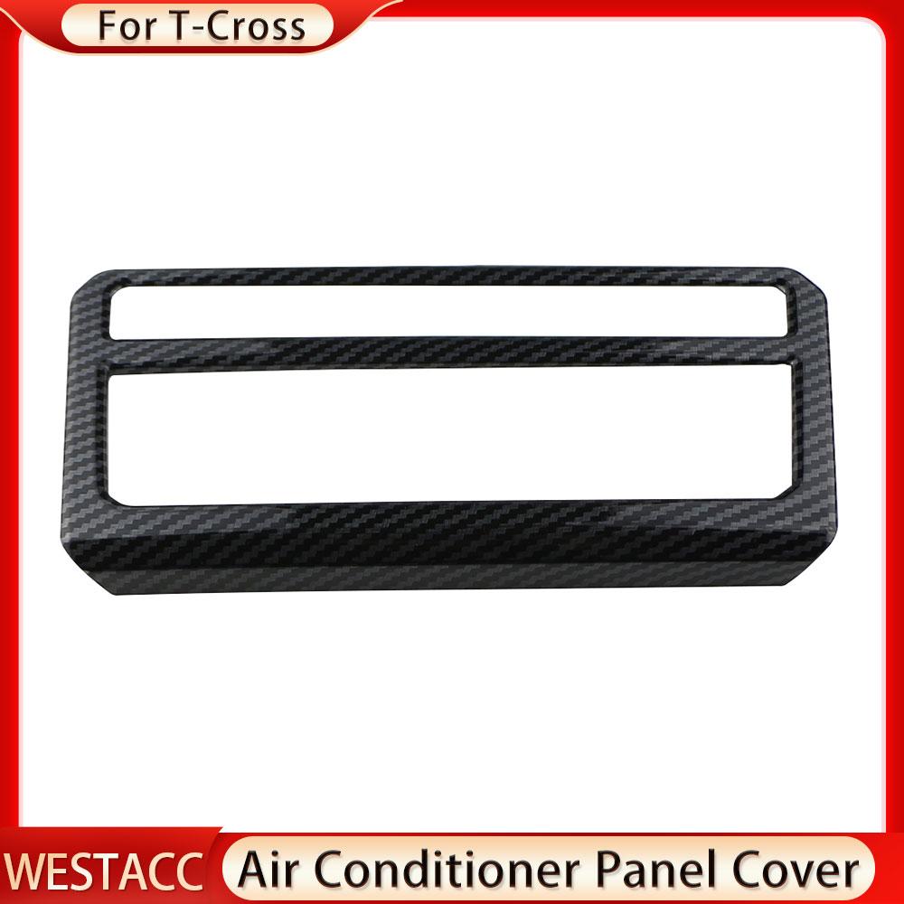 Углеродное волокно, кнопка кондиционера для автомобиля, ручка переменного тока, панель, наклейка, накладка для Volkswagen VW T-Cross Tcross 2018-2023