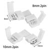 1/5/10Pcs New Clip-on Coupler Solderless 2Pin PCB LED Strip Connector 8mm 10mm