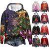 Women's Fashion Pullover Drop Shoulder Long Sleeve Christmas Printed Hooded Sweatshirt