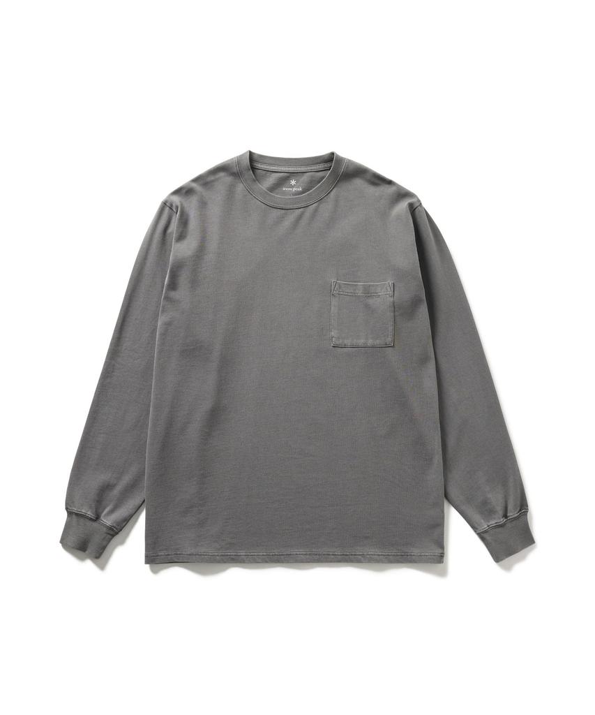 Snow Peak Garment Dyed Short and Size L L/S T-Shirt TS-25AU012, Sleeve, Men's Women's, Charcoal,
