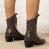 Осенне-зимние классические женские ботинки челси из искусственной кожи с острым носком на танкетке, ботильоны, простые ковбойские сапоги для женщин 20024