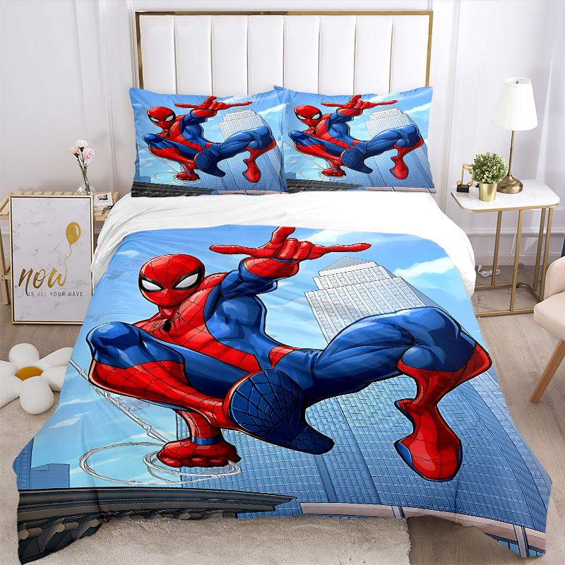 Spiderman Action Print 3Pcs Bedding Setduvet Cover With 2 Bedropillowcase Home Birthday Gift