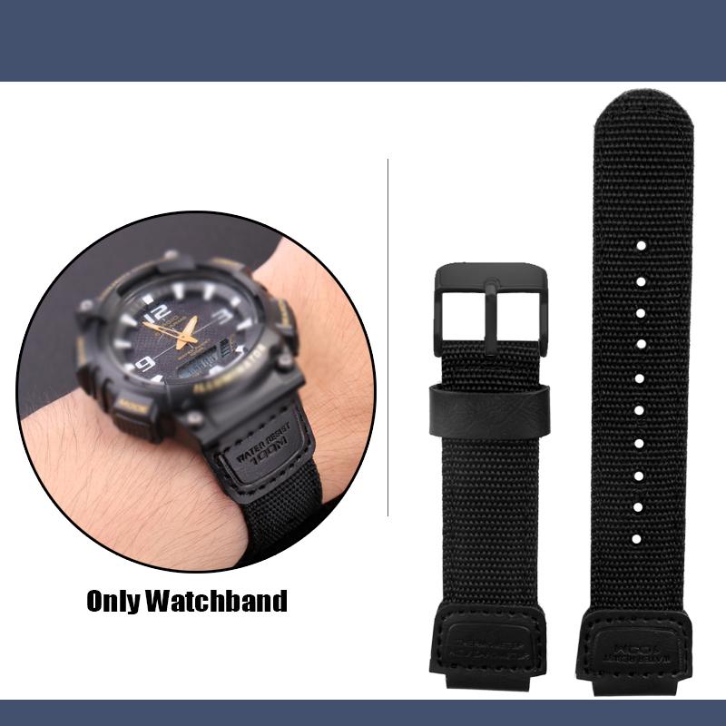 Для Casio нейлоновый ремешок W-735H AE-1200WH SGW-300/400H/500H AQ-S810W AE-1000/1300 MRW-200H Выпуклый 16 18мм Холст Силикон Ремешок для часов