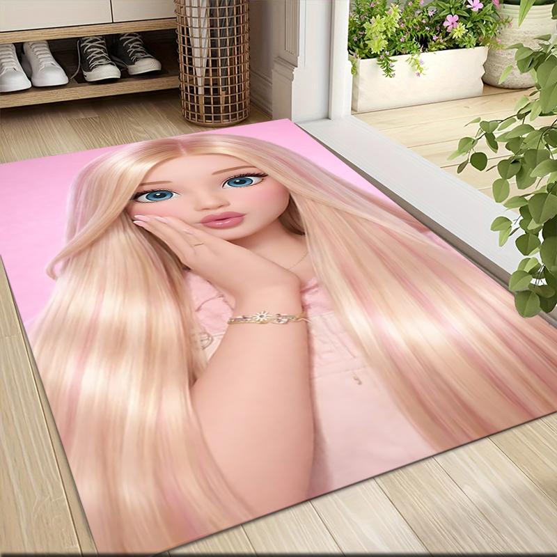 Glamorous Barbie Portrait Carpet Rug Soft Washable Antislip Home Living Room Sofa Mats Personalized Christmas Rug