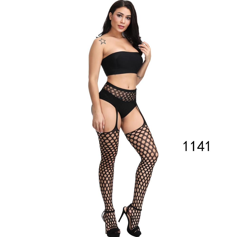 High-End Sexy Lingerie Fishnet Stockings with Non-Slip Garter, Nurse & Stewardess Style