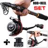Spinning Fishing Set Telescopic Carbon Ross and Spinning Reels with Spare Line Spool Fishing Tackle