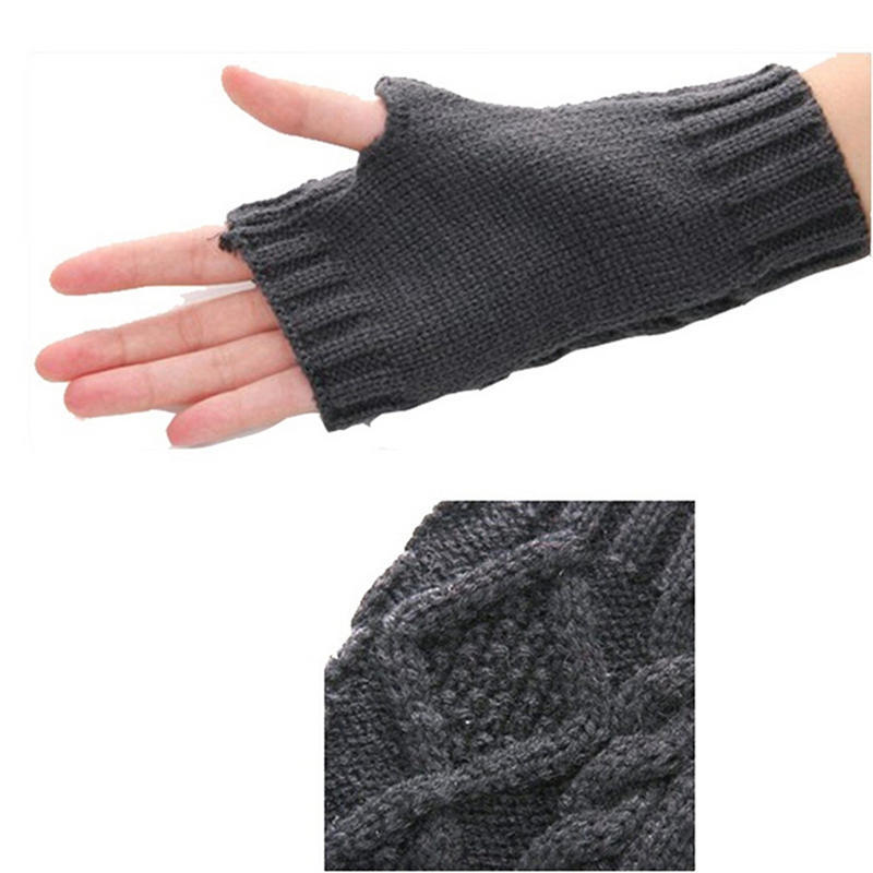 Unisex Men Women Arm Warmer Fingerless Knitted Long Gloves Cute Mittens