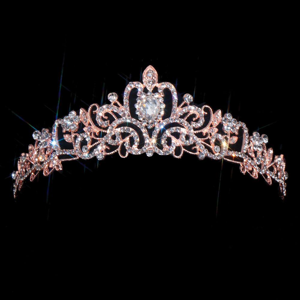 Bridal Hair Accessories Silver Tiara Crown Princess Rhinestone Crown Crystal Headband with Combs
