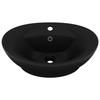 VidaXL Luxury Oval Washbasin with Overflow Countertop Washbasin Toilet Hand Basin Bathroom Cosmetic Room Matte Black 146942